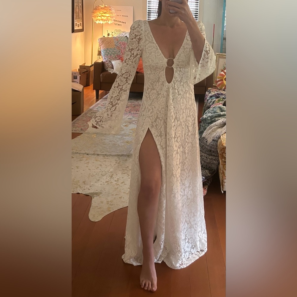For Love and Lemons Frances Lace Maxi Dress | Small | White Boho Gown - Picture 2 of 11